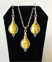 Yellow and Brown Stone Necklace Set