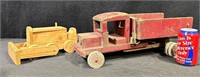 Folk Art Handmade Wooden Truck & Tractor-Lot