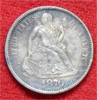 1876 Seated Liberty Silver Dime