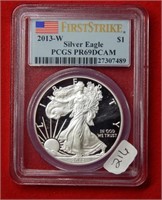 2013W  American Eagle PCGS PR69DCAM 1 Ounce Silver