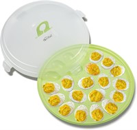 Round Deviled Egg Platter and Carrier With Lid