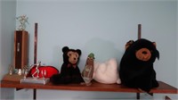 Contents of Shelf - Stuffed Animals & Trophies