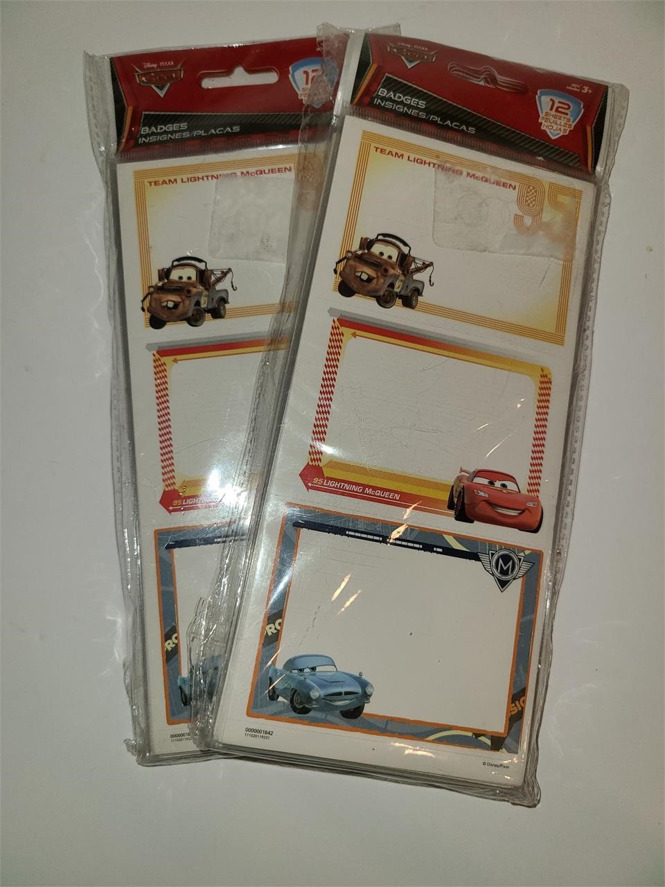 2 Pack Disney Cars Badges