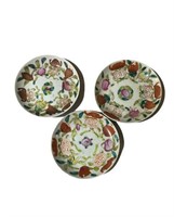 Set of 3 vintage porcelain chinese floral plates,