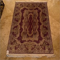 Turkish Silk Rug Red Ground