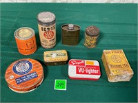 Vtg Tin Cans,Dental Sweet Snuff,Novelty soap
