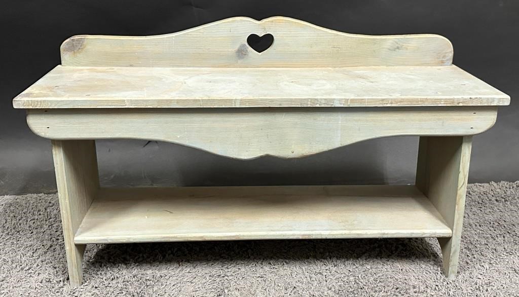 Rustic Natural Wood Heart Bench