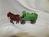 Vintage Cast Aluminum Horse Drawn Gas Wagon