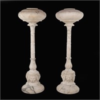 Pair Of Large Alabaster Torchiere Lights