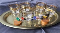 Set of 6 shot glasses with charms