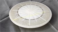 Fire king ivory and gold cake stand