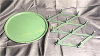 Vintage round green tray with drying rack