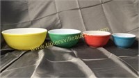Pyrex primary nesting bowls some wear and fading