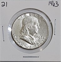 1963 90% Silver Franklin Half Dollar