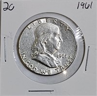 1961 90% Silver Franklin Half Dollar