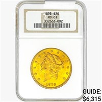 1895 $20 Gold Double Eagle NGC MS61