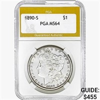 1890-S Morgan Silver Dollar PGA MS64