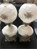 2 Milk Glass Electric Table Lights