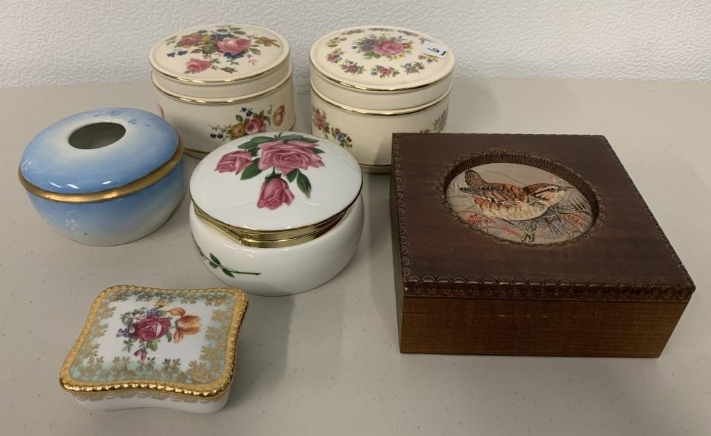 6 Dresser Trinket Boxes (see photo)