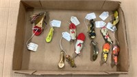 Approx. 13 vintage lures Buck Perry spoon plug