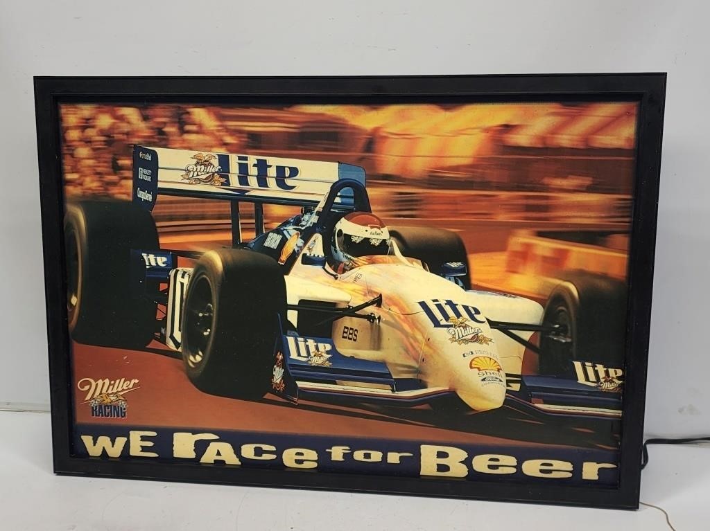 1992 Miller Lite Beer Indy Car Light-Up Sign