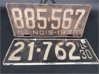 1930 & 1936 illinois License Plates