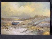Wetkins Signed Seascape Painting On Canvas 36x24