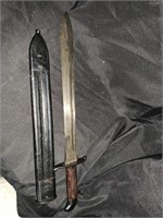 BAYONET W/ LEATHER SCABBARD - 20.5 " TOTAL LENGTH