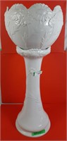 Floral ceramic pedestal and bowl set