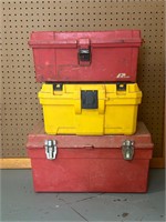 Plastic Tool Box set of 3 -2/red 1 yellow