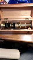 Vintage microscope in case