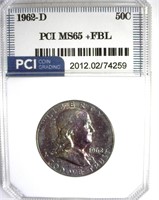 1962-D Franklin MS65+ FBL LISTS $425