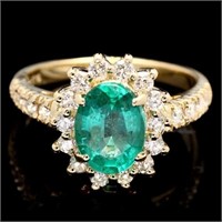 $ 9650 1.70 Emerald .75 Ct Diamond Ring