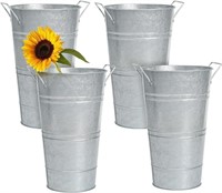 Notakia 12 Inch Large Galvanized Metal Vases