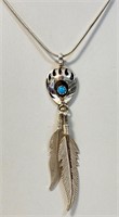 LOVLEY NAVAJO STERLING NECKLACE W TURQUOISE