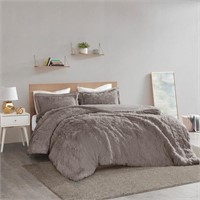 Leena Full/Qn 3-Piece Grey Shaggy Fur Duvet