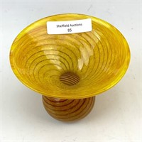 Art Glass Swirl Yellow & Red Vase