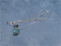Navajo Sterling Silver Turquoise Pendant & Chain
