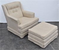 Tweed Accent Armchair with Matching Ottoman