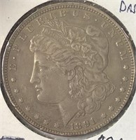1891-CC Morgan Dollar EF
