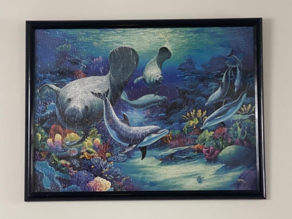 Ocean Theme framed puzzle, 25”x18 3/4”