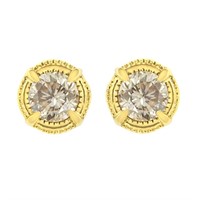 14k Gold-pl .33ct Diamond Milgrain Stud Earrings