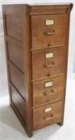 Vintage Oak 4 Drawer File Cabinet