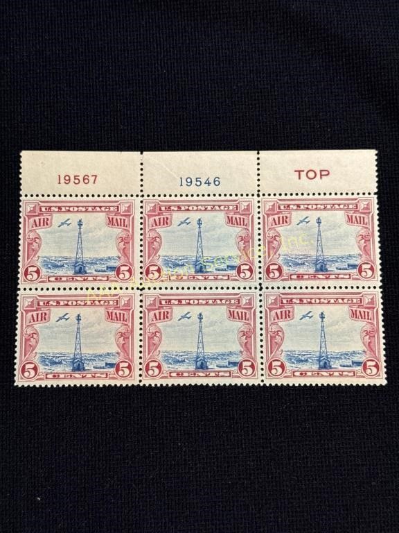 SC#C11 5 cents U.S. Airmail stamps block of 6