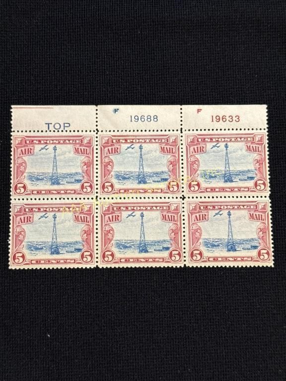 SC#C11 5 cents U.S. Airmail stamps block of 6