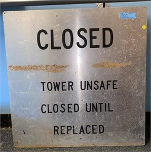 VINTAGE SWAN SIGN REPURPOSED "CLOSED TOWER"