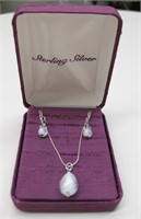 Sterling Silver Necklace & Earring Set w/ Gift Box