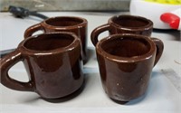 4 Vintage MINIATURE MUGS Brown shotglasses