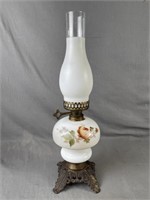 Floral Oil Lamp with Metal Base