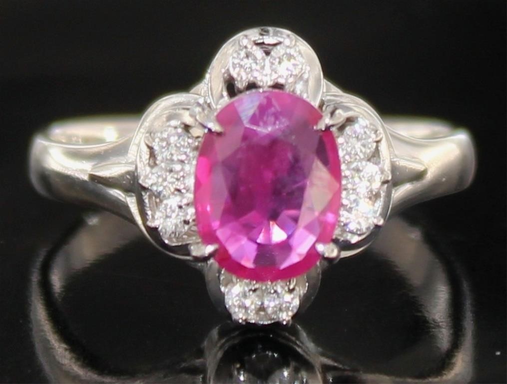 Platinum 1.28 ct GIA Ruby & Diamond Ring